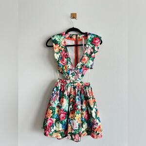 Floral Cutout Mini Dress Size S  Summer Party Dress NWT